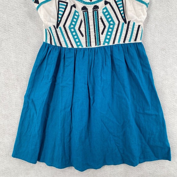 Staring‎ At Stars Anthropoligie Dress Women 4 Sleeveless Aztec Boho Mini Linen - Picture 5 of 16